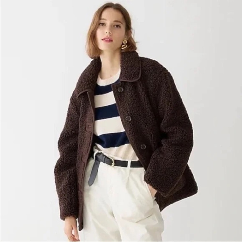 J. Crew Teddy Sherpa Jacket in Deep Chocolate